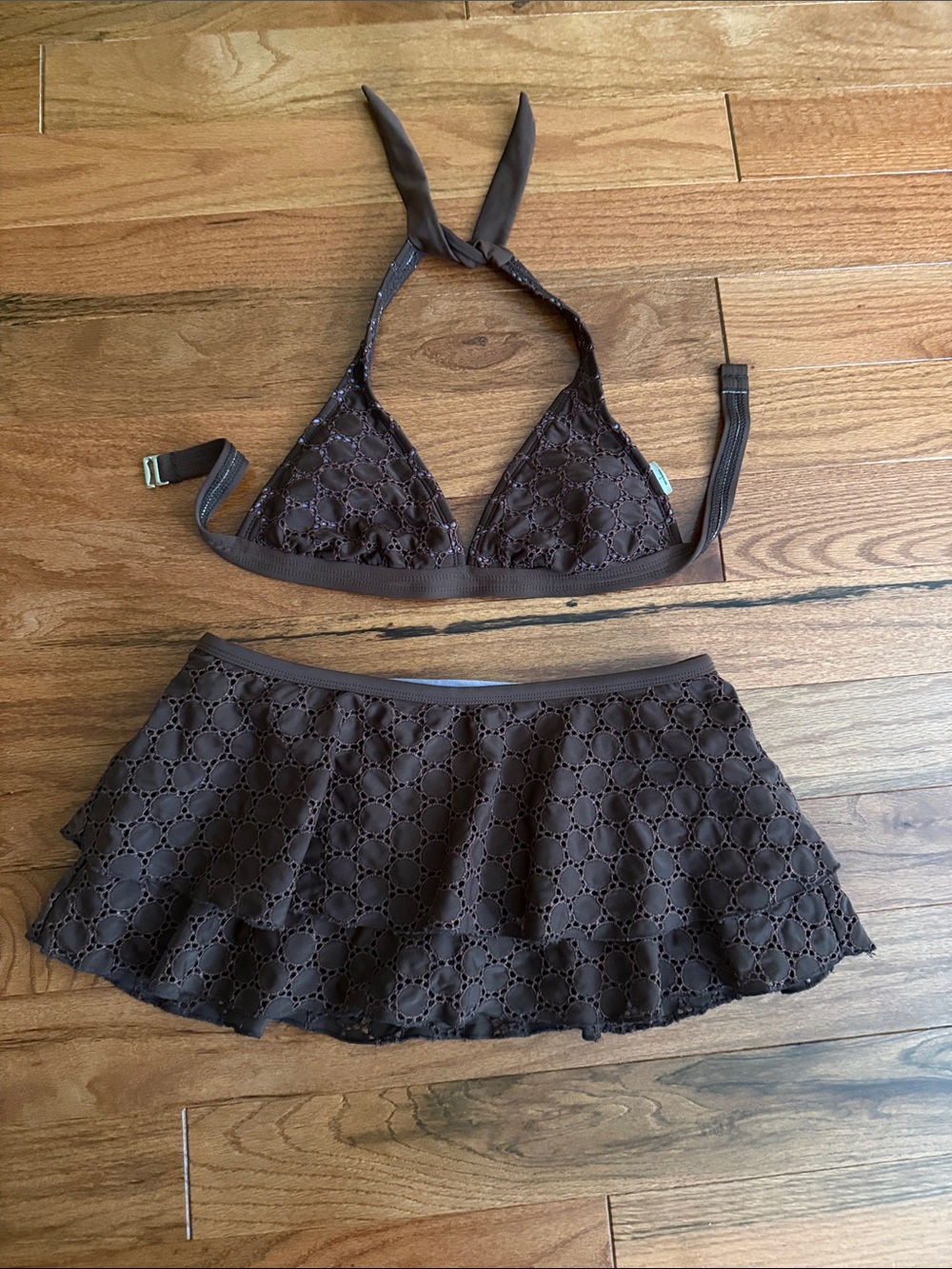 Isaac Mizrahi Brown Eyelet Bikini set